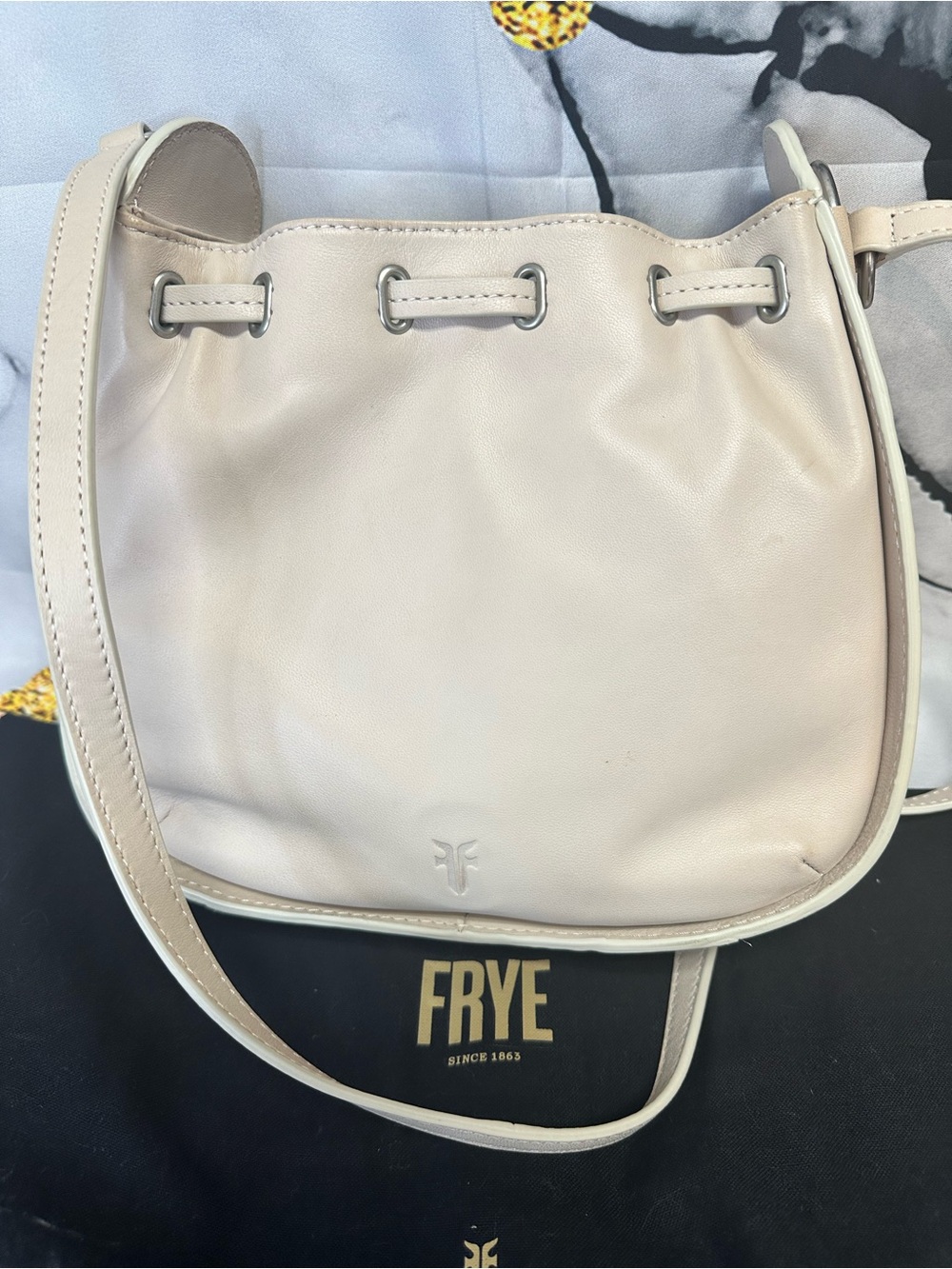 Frye Cream Leather Drawstring Crossbody - Picture 2 of 5